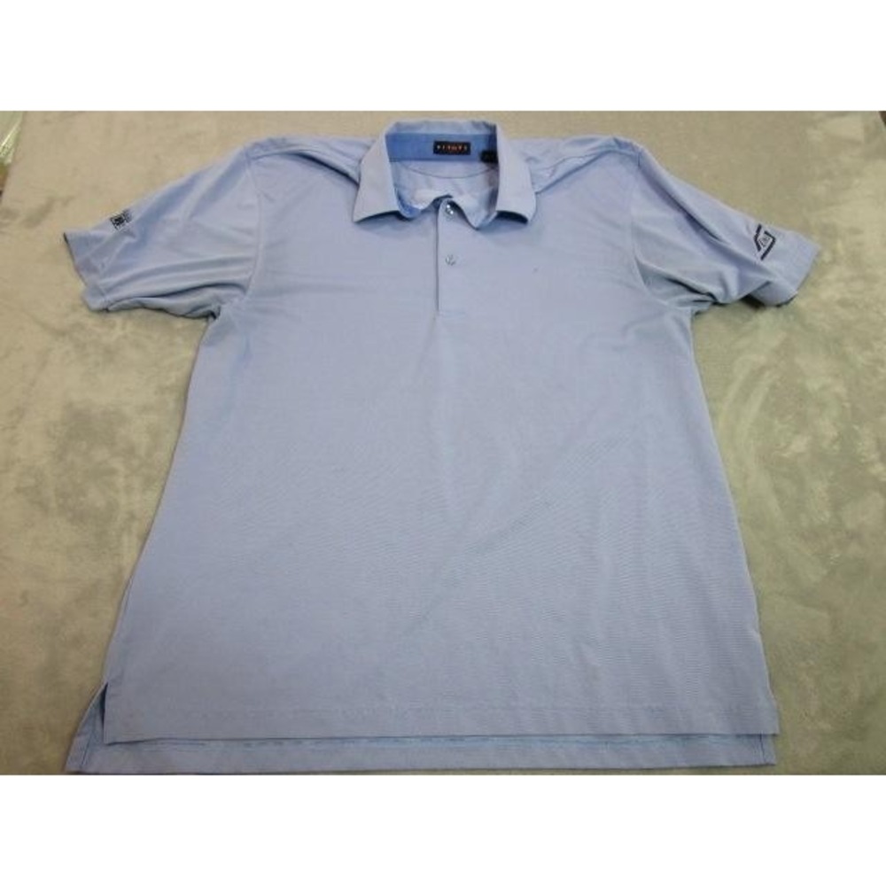 Divots Polo Shirt Mens Large Blue DriWay Moisture Wicking Golf Logo Performance